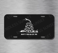 Don't Tread On Me Gadsden Flag Liberty Patriot USA License Plate Front Auto Tag
