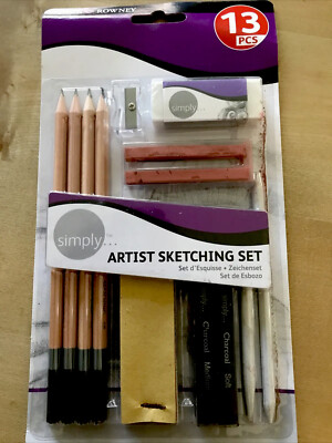 Daler Sketching Artist Set 13 pc Charcoal + Pencils + Blending Sticks + HB 2B 4B