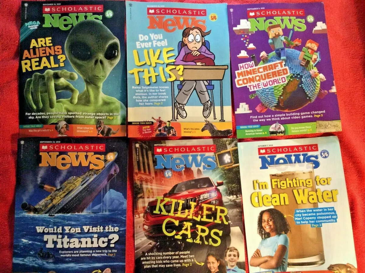 LOT OF 6 SCHOLASTIC NEWS GRADE 5 6 SEPT OCT NOV DEC 2019 CARS MINECRAFT  TITANIC