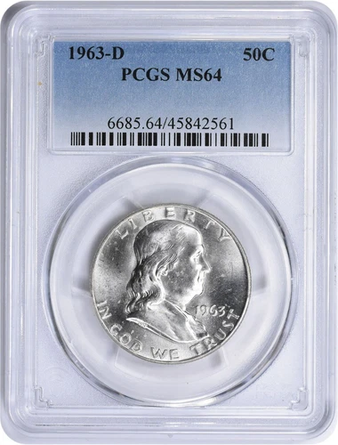 1963-D Franklin Silver Half Dollar MS64 PCGS