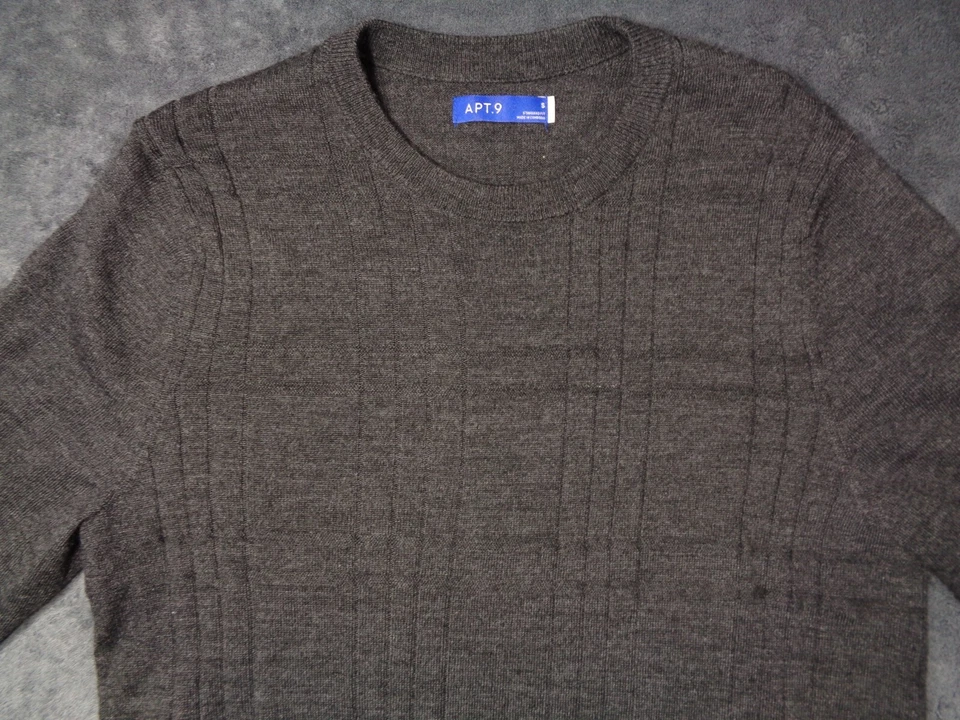 Suéter para mujer mezcla de lana pequeño gris calce estándar manga larga tejido cuello redondo Foto 3 de 4