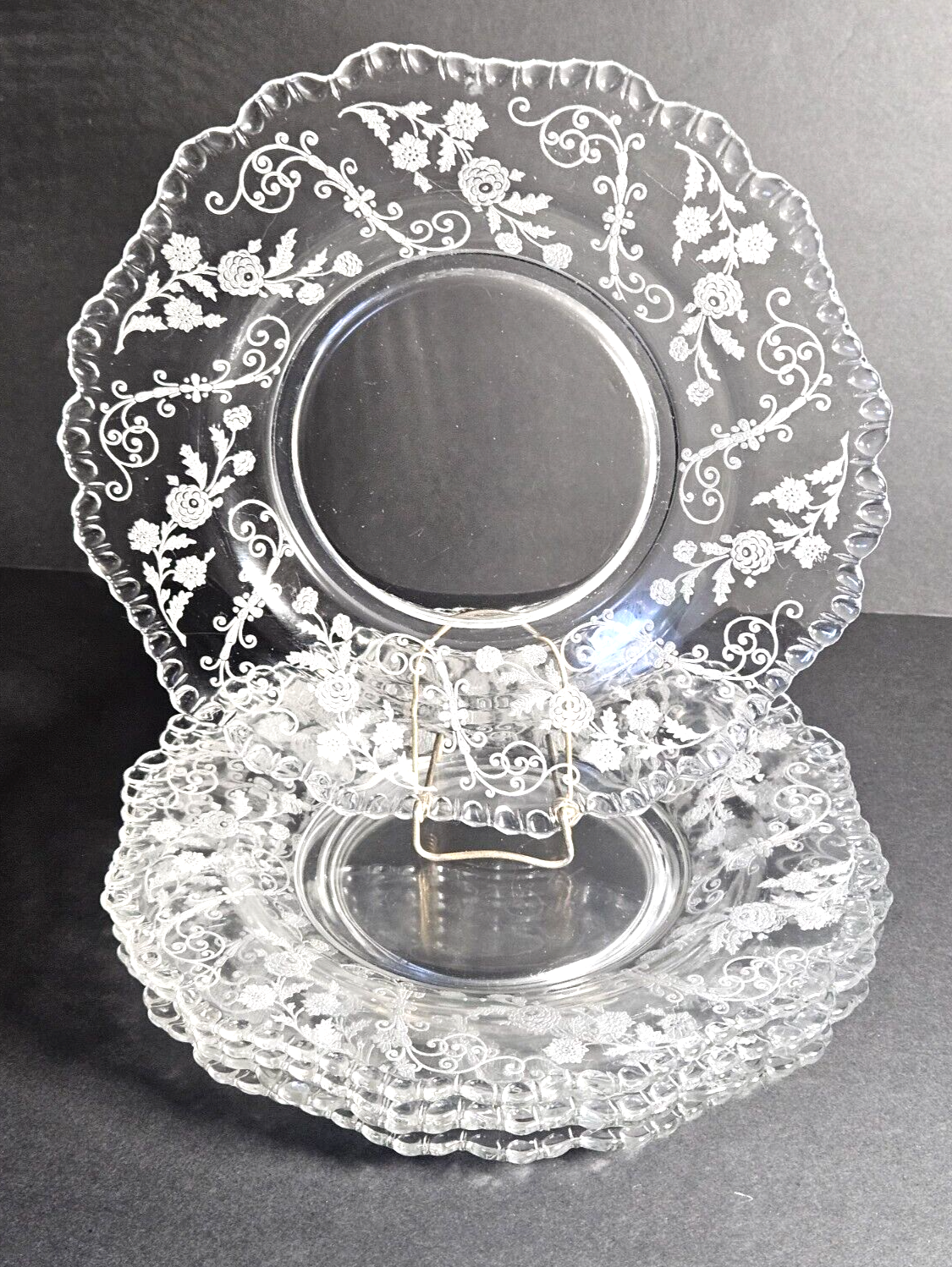 Vintage Cambridge Crystal Elaine Clear Etched Floral 8