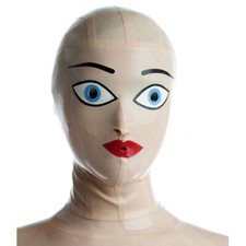 Full Cover Latex Hood Handmade Drama Cosplay Maid Mask Rubber Club Wear Costume