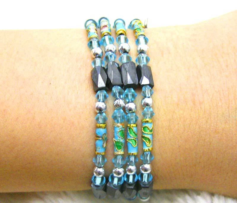 Wholesale 8X Multicolor Cloisonne Hematite Magnetic Bracelet for Women Long 29" - Image 4 of 4