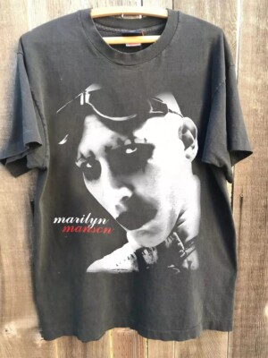 Marilyn Manson Rock Band Graphic Charcoal Unisex Tshirt Reprint S