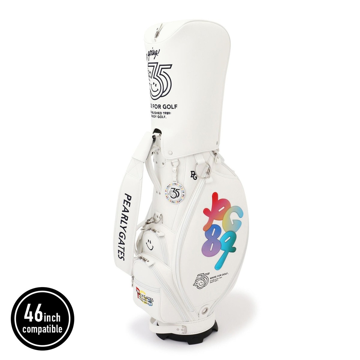 35周年PEARLY GATES ゴルフキャディバッグ ホワイト PEARLY GATES PG 35th Caddy Bag White 46inch Compatible Unisex Golf
