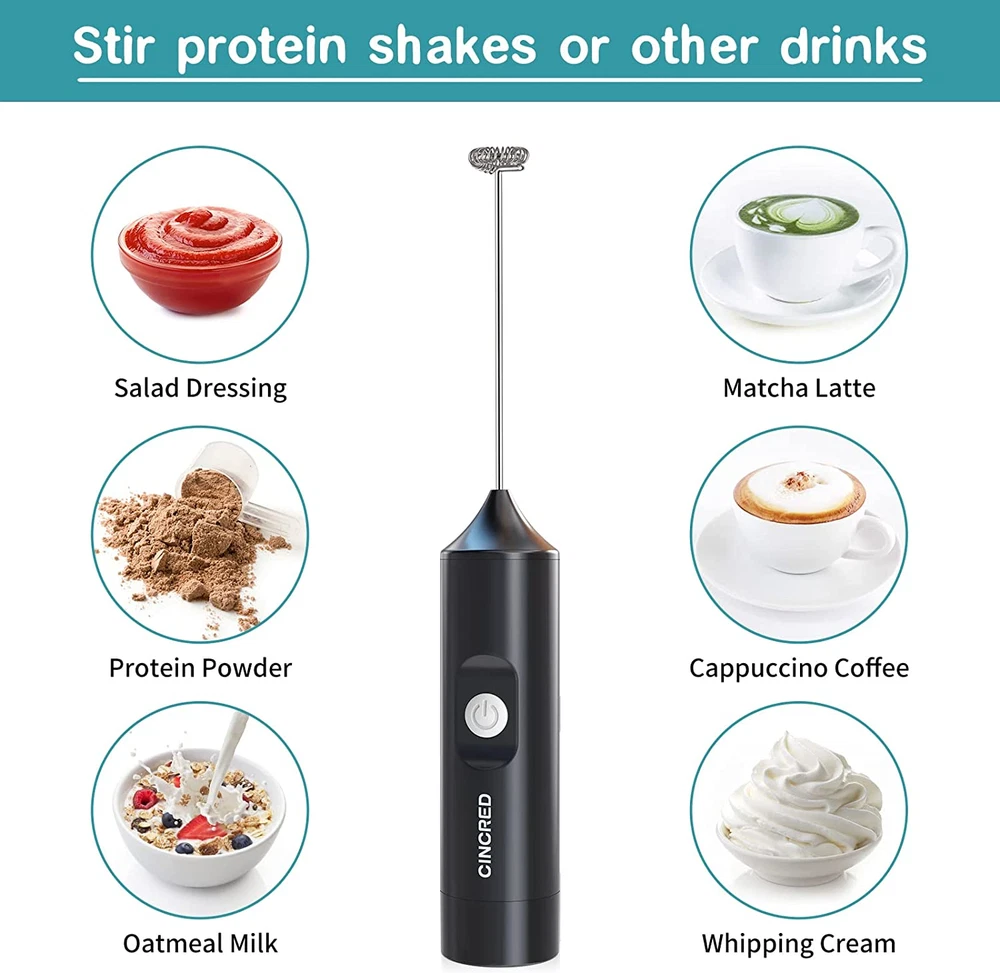 Milk Frother Handheld, Battery Operated Electric Frother for Coffee, Mini Whisk,