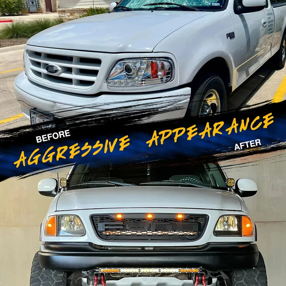Grille For Ford F150 F-150 1999-2003 Raptor Style Upgrade Grill with LED Lights Foto 2 de 4