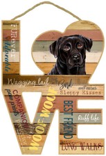 Black Lab Retriever Love Word Art Wood Cut Out 8x11 Hanging Dog Hanging Sign L58