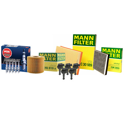 Mann Filters Bosch 5 Coils NGK 5 Iridium IX Spark Plugs TuneUp Kit For Volvo S60