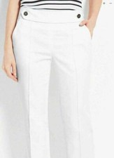 Nuevo con etiquetas Pantalones Ann Taylor Blanco Náutico Crucero Cintura Taña Elegante Elástico Para Mujer