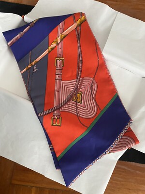 Hermès Paris Hermes XL Maxi Twilly Seide Schal Box Tüte neu 20x160cm