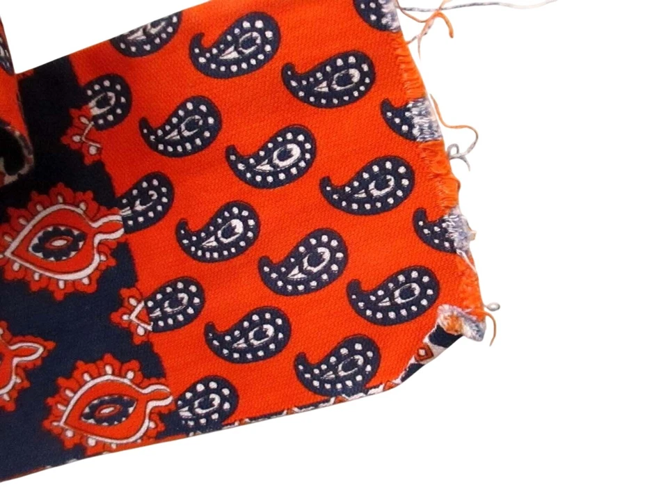 60" Vintage BLUE/ORANGE PAISLEY PRINTED CLOTH 4" BOHO HIPPY FASHION HIP Belt - Image 2 of 3