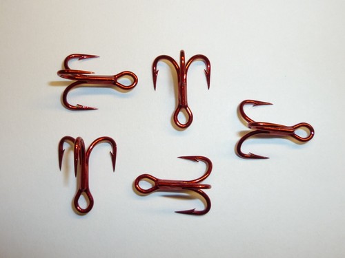 (50) VMC 4X OSHAUGHNESSY TREBLE HOOKS (SIZE 8) TIN RED (9626TR) BULK 9626 TR - Picture 2 of 3