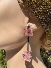 Boucles d'oreilles CLIPS Delphine Nardin Paris Earrings signed silver/pink tone