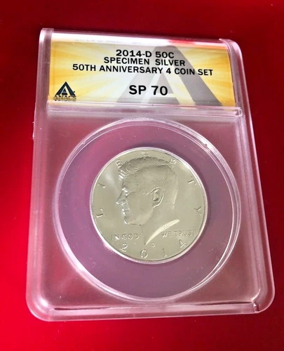 2014 D HALF DOLLAR SPECIMEN SILVER FROM 50TH ANNIVERSARY 4 COIN SET  SP 70