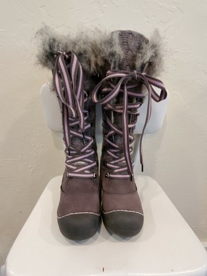 fur lined grey boots
