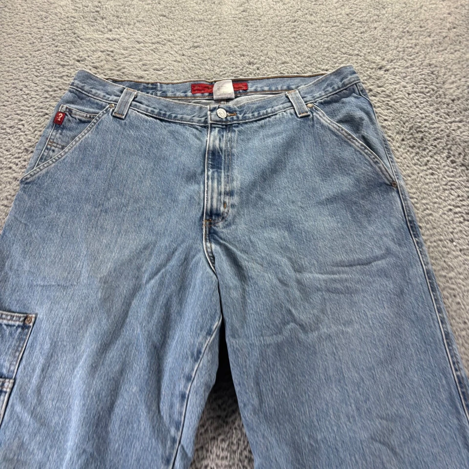 Vintage Guess Jeans Mens 38x32 Blue Light Wash Carpenter Relaxed Baggy Denim - Image 2 of 4