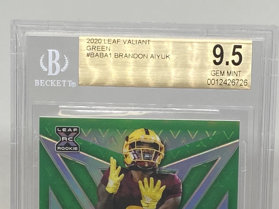 2020 Valiant GRN  BRANDON AIYUK Rookie RC Auto /75 BGS 9.5/10 GEM MT POP 16 - Image 4 of 4