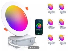 Cloudy Bay LJD006SMWH-6PK White 6 in Smart Recessed Slim Down Light 6 Pack