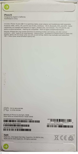 Original Apple Empty Box iPhone 14 Starlight (No accessories/No Manual) - Zdjęcie 3 z 3