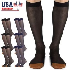 1/2/3 Pairs Mens Ultra Thin Dress Socks Silk Sheer Business Striped Socks Work