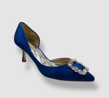 Badgley Mischka Women's Blue Fabia II Embellished Pointed Toe Pumps Shoes Sz 7.5