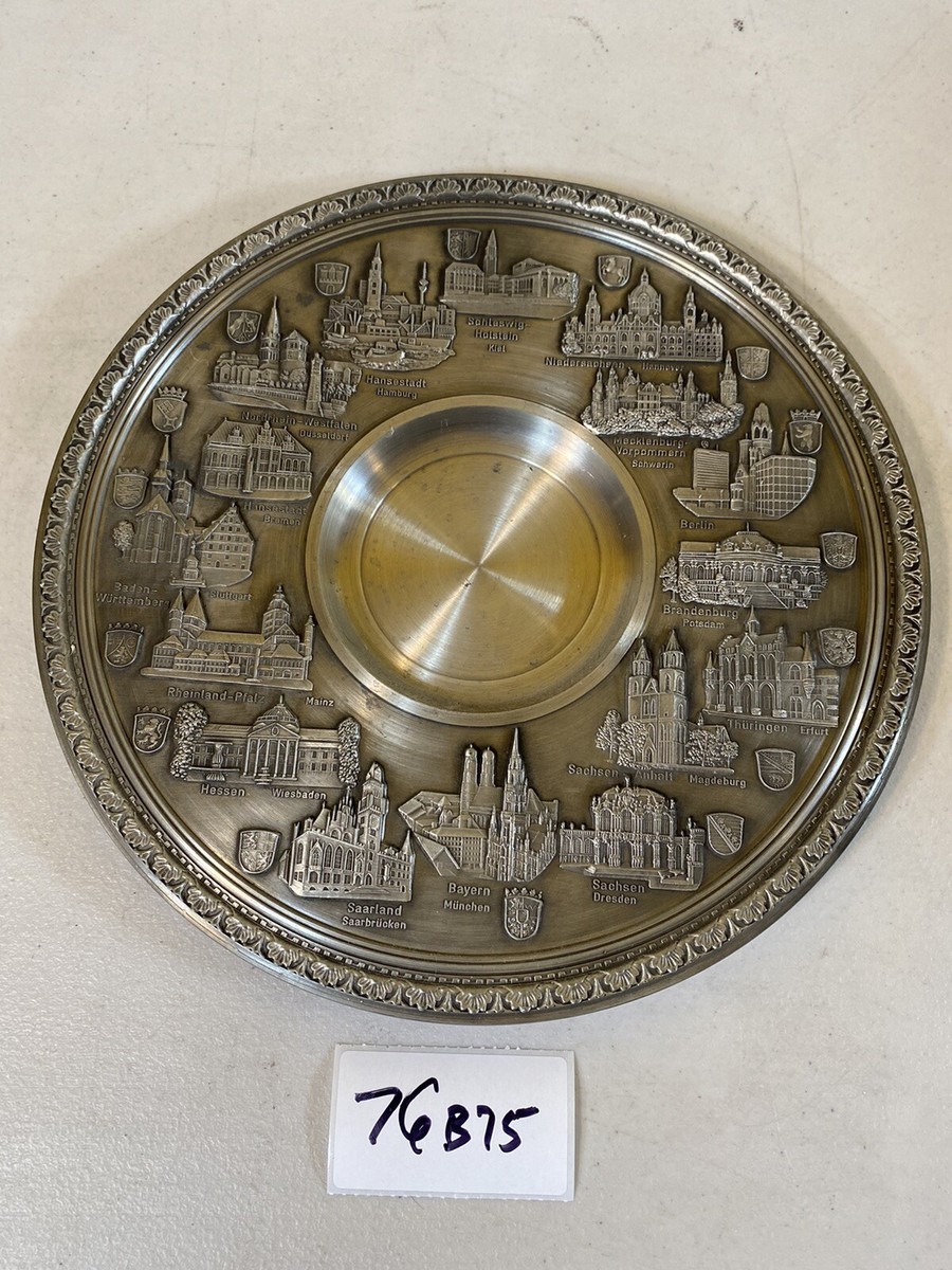 Deutschland-Teller WMF Zinn german cities engraved pewter plate