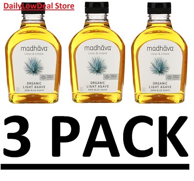 3 PACK - Madhava Clean & Simple Organic Light Agave 100% Blue Agave 23.5oz