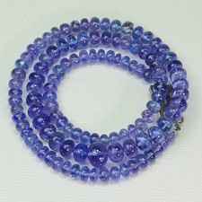 4.7MM-8.7MM Tanzanite Smooth Rondelle Bead 16 inch strand with silver clasp