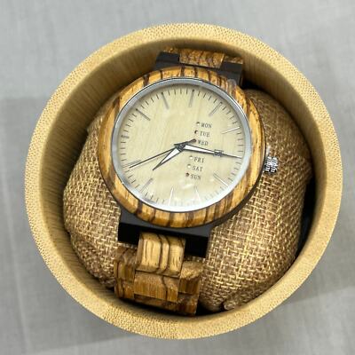 The Wood Forest Nova Wooden Wrist Watch -Tan Ebony-Zebra Wood-Men