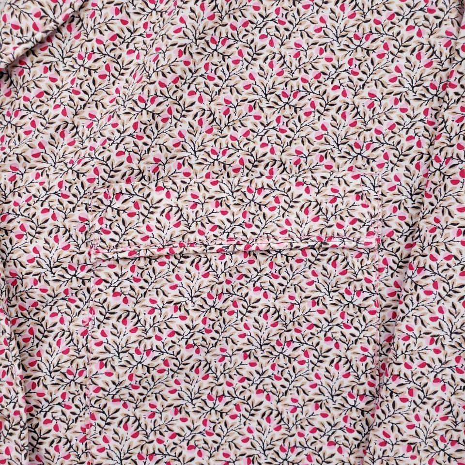 Talbots Sleep Dress Womens S Small Pink Floral Shirtdress Button Up Long Sleeve - Image 3 of 4