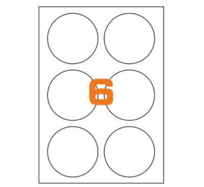 6 etichette adesive personalizzate circolari diametro 85 mm A4D85 IPERTEK