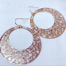     Big Flower Pattern Hoop Dangle Earrings