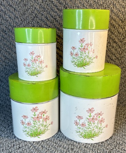 MCM Counterpoint San Francisco Vintage Metal Storage Canister Tin Floral Set SEE - Picture 4 of 17