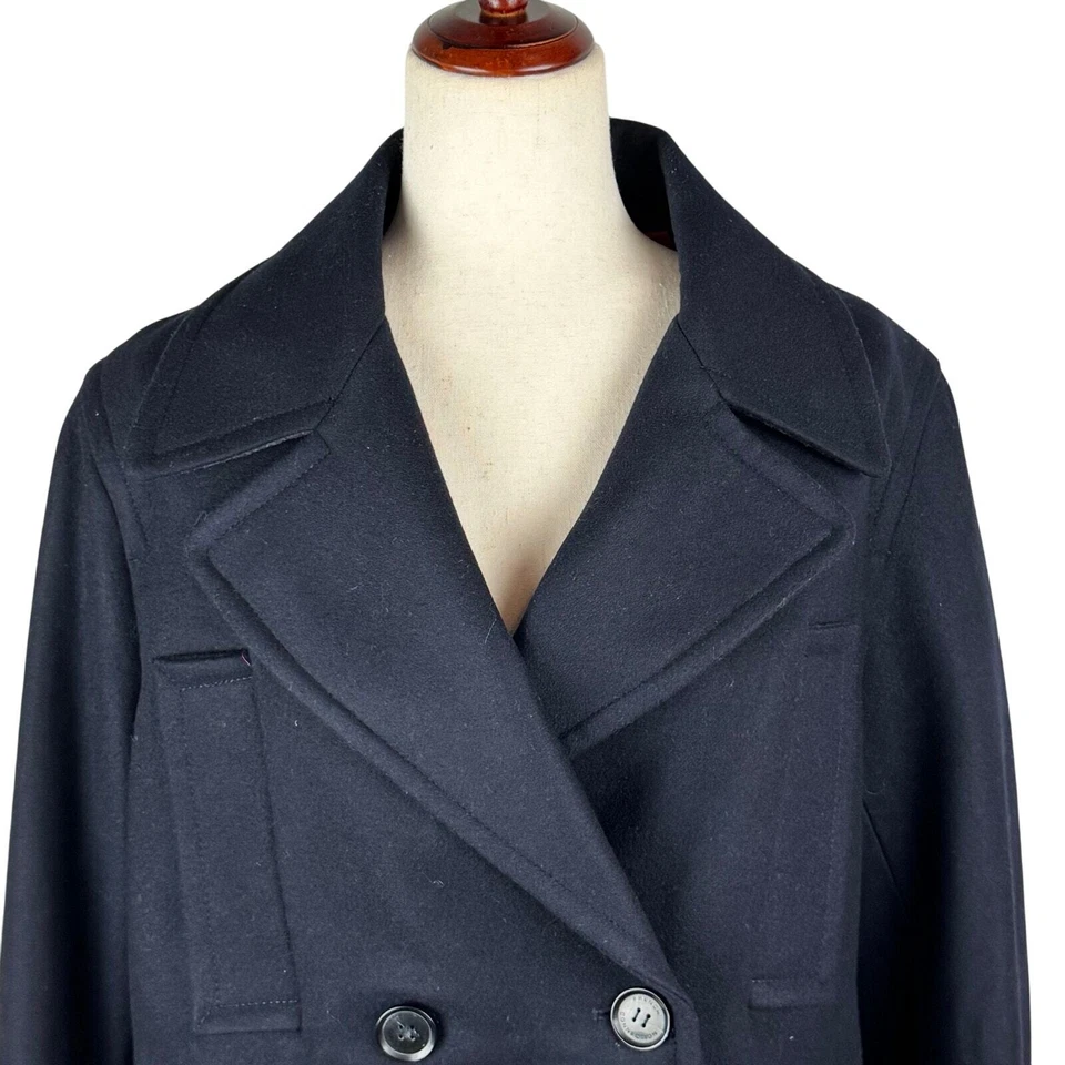 ABRIGO GUISANTE DOBLE BOTONADURA LANA VIRGEN CONEXIÓN FRANCESA EN AZUL MARINO NUEVO SIN ETIQUETAS TALLA 6 Foto 4 de 4
