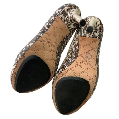 L.A.M.B Mob Wive Neutral Leather Animal Print Platform Pump Heels Size 7M - Picture 10 of 13