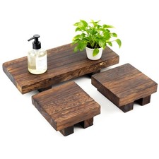 Wood Tray Pedestal Stand Farmhouse Bathroom Decor Decorative Wooden Riser Kit...