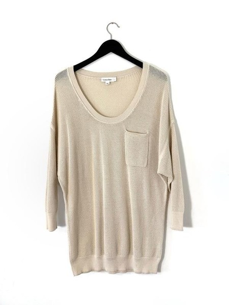 Women Calvin Klein Sweater Beige Cotton L