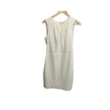 Tahari Cream Lace Sleeveless Mini Dress US8 Zip Back A-line Lined Classic