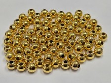 144 PCS GOLD PLATED ROUND STEEL METAL LOOSE SPACER BEADS 10mm