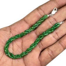 19.1cm Natürlich Sambianischer Smaragd Verdreht Facettierte Perlen Armband 925