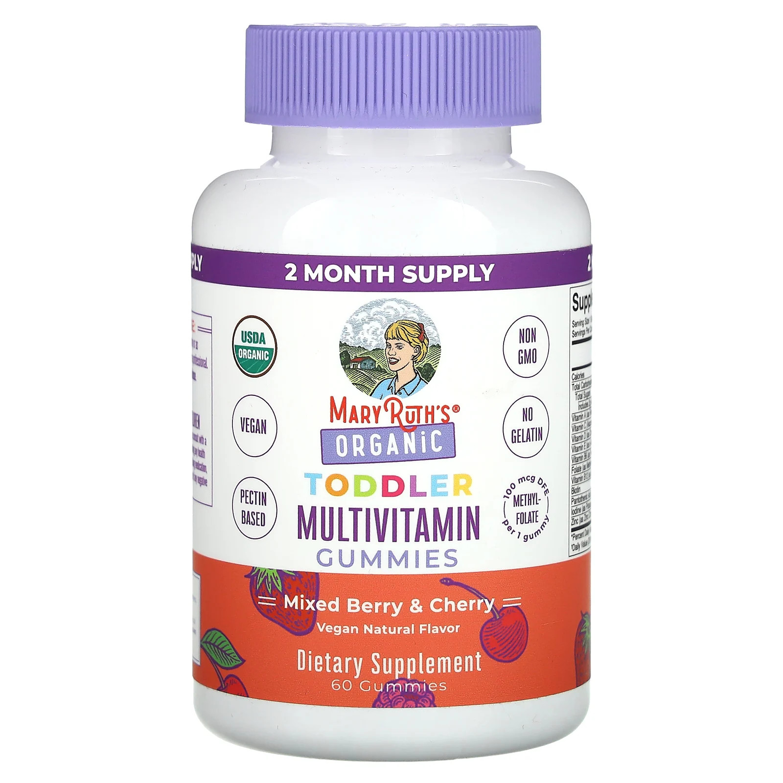 Organic Toddler Multivitamin Gummies Mixed Berry - Cherry 100 mcg DFE 60 6090₽