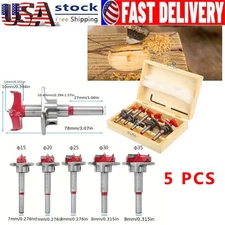 5Pcs 15-35mm Forstner Woodworking Drill Bit Set Boring Hole Saw Cutter Wood Tool