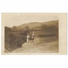 BORTH Lady with Children in Pram at Lerry Path, Cardiganshire RP Postcard Unused