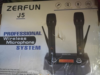 Zerfun J5 Wireless Microphone System 2 Handheld Mics for Karaoke, KTV, weddings