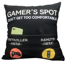 Gamer Gifts, Pocket Design Throw Pillow Covers 18 x 18 Inch, Gaming Room Black