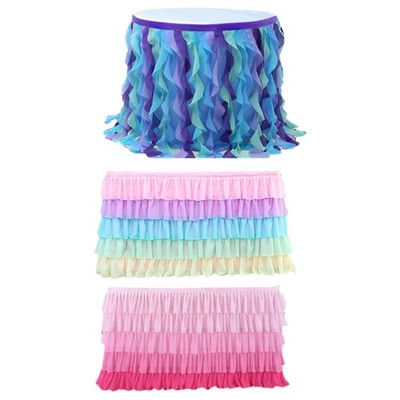 Mesh Material Table Cloth Table Skirts for Rectangle and Round Table for Parties