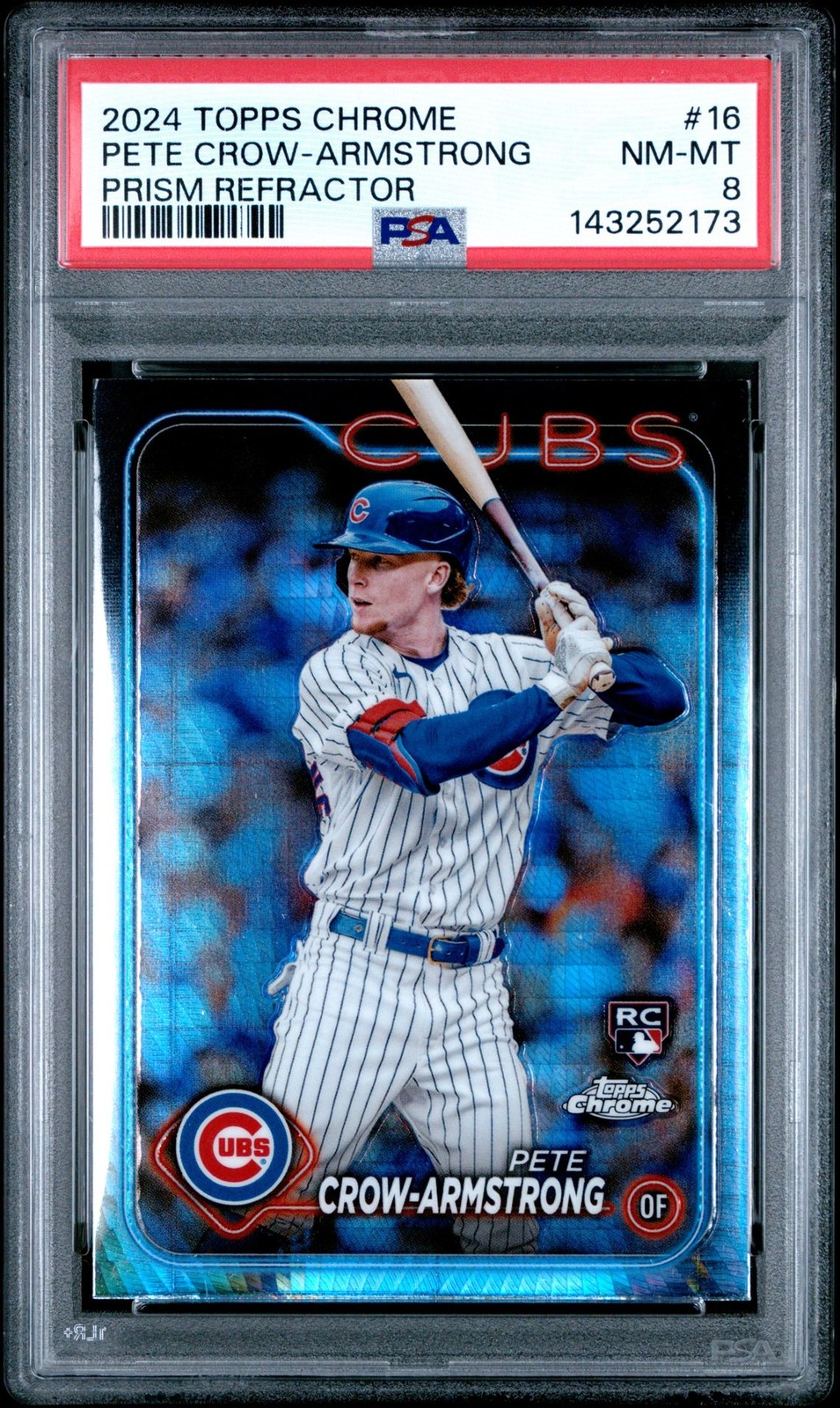 2024 TOPPS CHROME #16 PETE CROW-ARMSTRONG PRISM REFRACTOR PSA 8 NM-MT