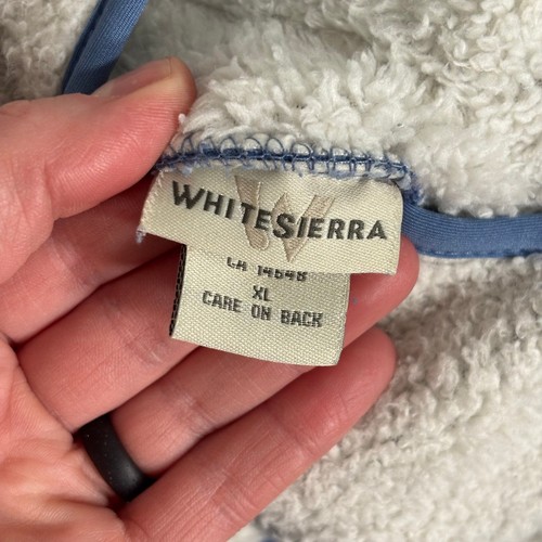 White Sierra Jacket XL Blue Ivory Fleece Sherpa Reversible Pockets Warm GORP - Picture 9 of 11